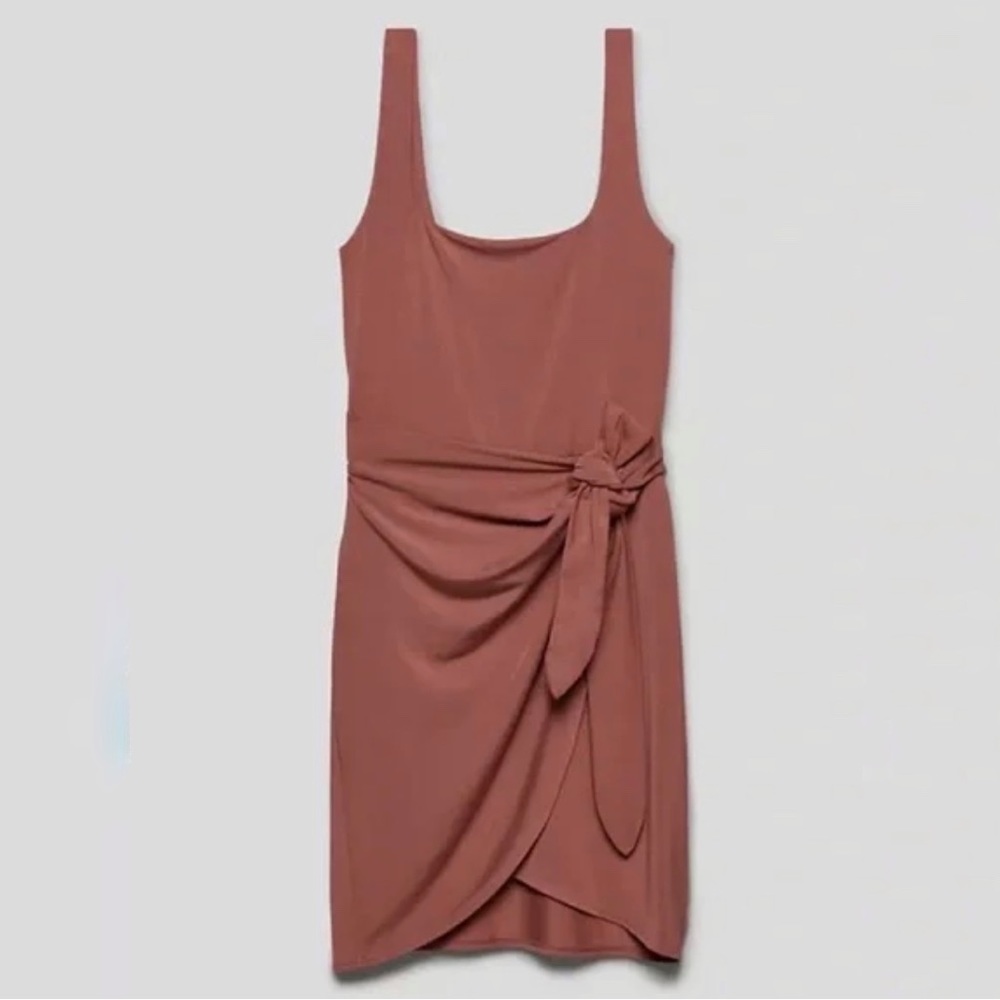 Aritzia Wilfred Saturn Mini Wrap Dress in Ashy Rose Pink Size S